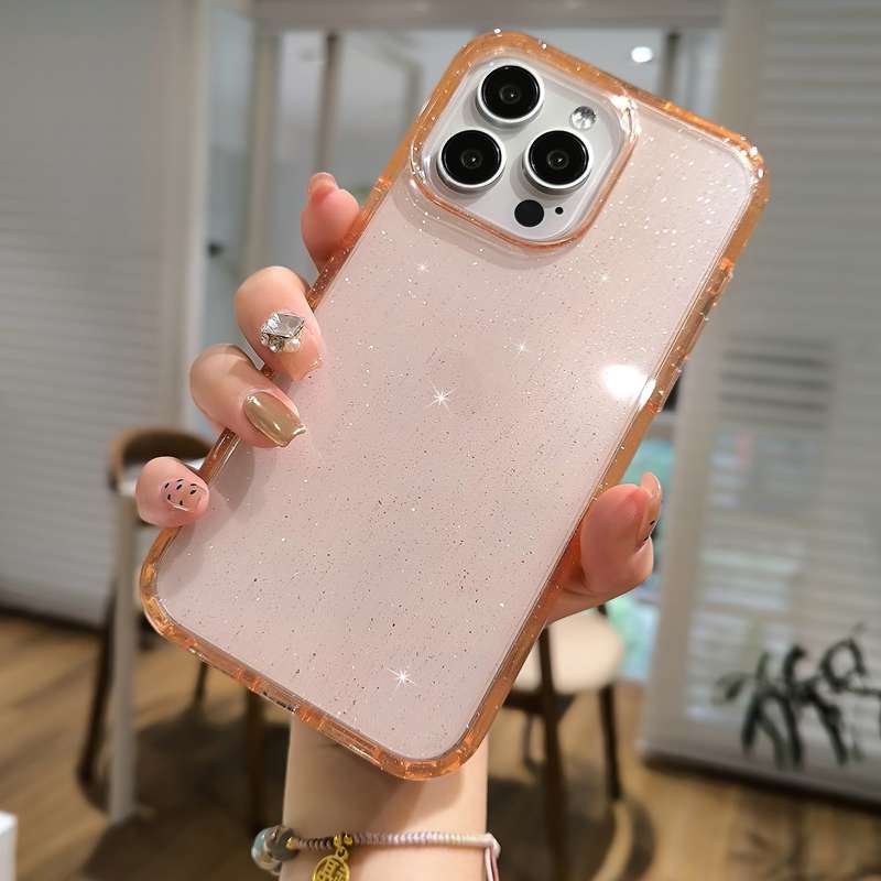 For iPhone 12 Glitter Powder TPU Hybrid PC Phone Case(Pink)