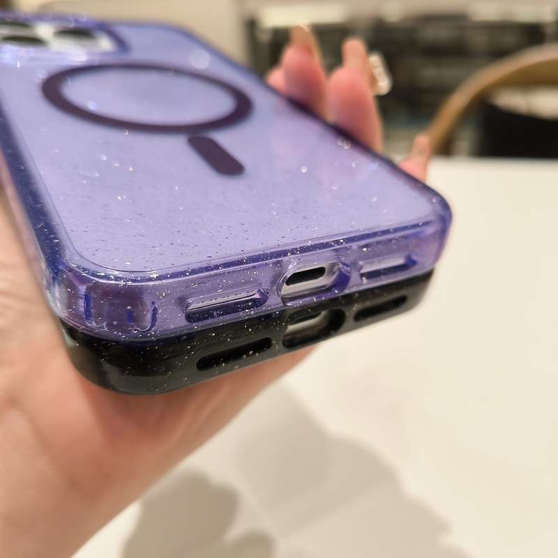 For iPhone 15 Pro Glitter Powder TPU Hybrid PC MagSafe Phone Case(Pink)