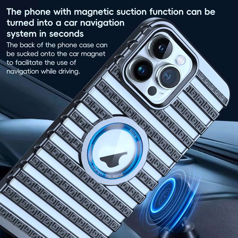 For iPhone 13 Pro Max Cooling Ladder Electroplated Hollow Phone Case(Purple)