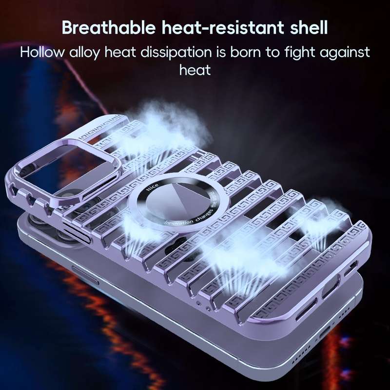For iPhone 13 Pro Max Cooling Ladder Electroplated Hollow Phone Case(Purple)
