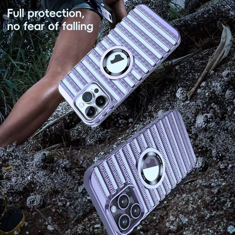 For iPhone 13 Pro Max Cooling Ladder Electroplated Hollow Phone Case(Purple)