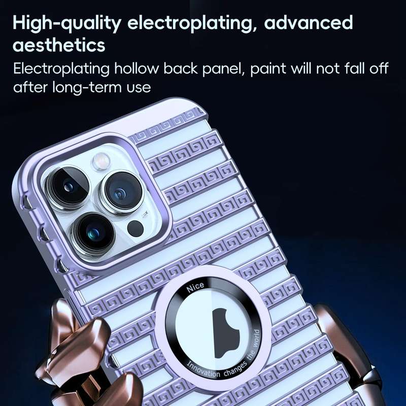 For iPhone 13 Pro Max Cooling Ladder Electroplated Hollow Phone Case(Purple)
