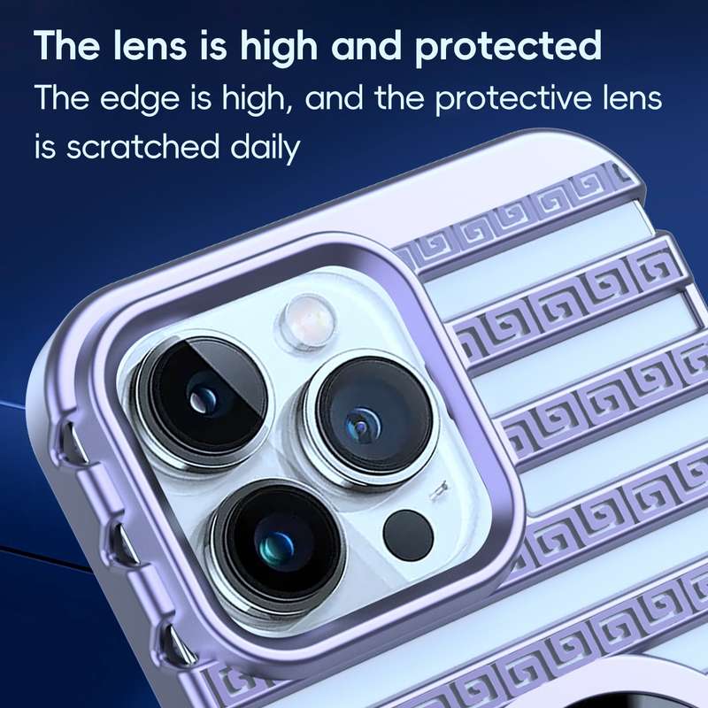 For iPhone 13 Pro Max Cooling Ladder Electroplated Hollow Phone Case(Purple)