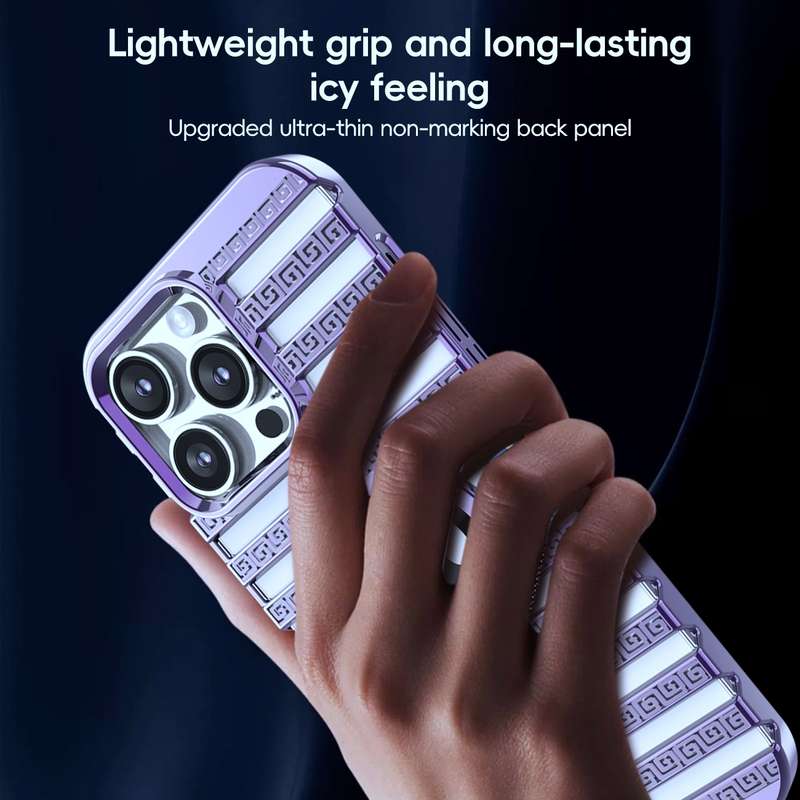 For iPhone 13 Pro Max Cooling Ladder Electroplated Hollow Phone Case(Purple)
