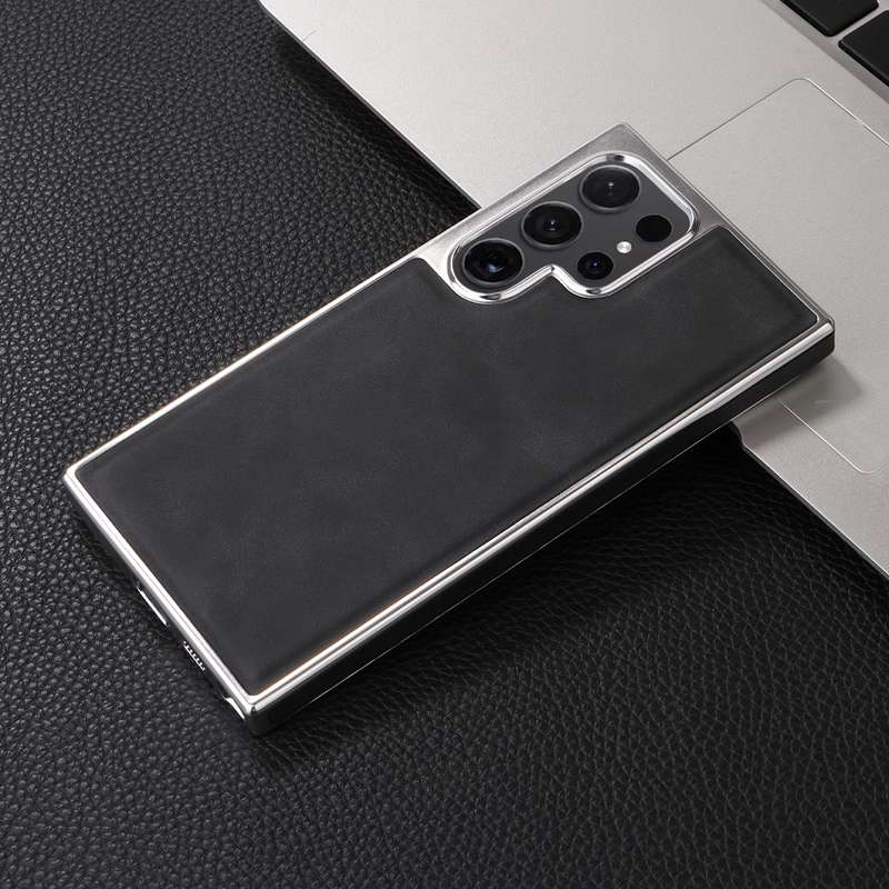 For Samsung Galaxy S23 Ultra 5G Electroplated Side PU Hybrid TPU MagSafe Phone Case(Black)