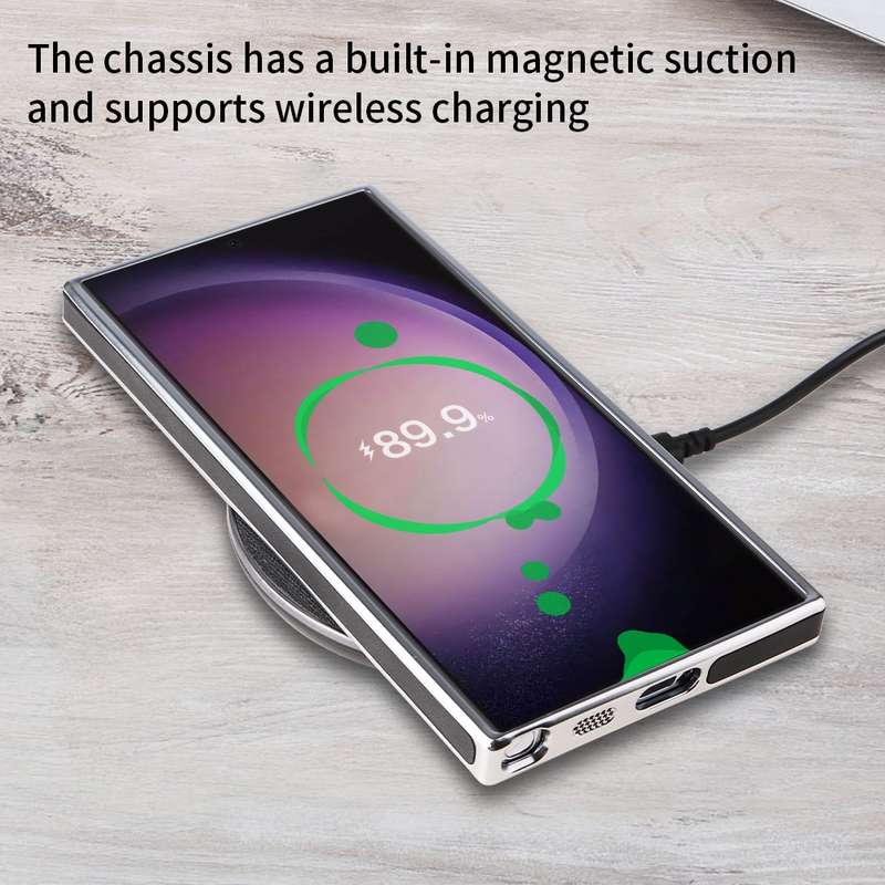 For Samsung Galaxy S23 Ultra 5G Electroplated Side PU Hybrid TPU MagSafe Phone Case(Black)