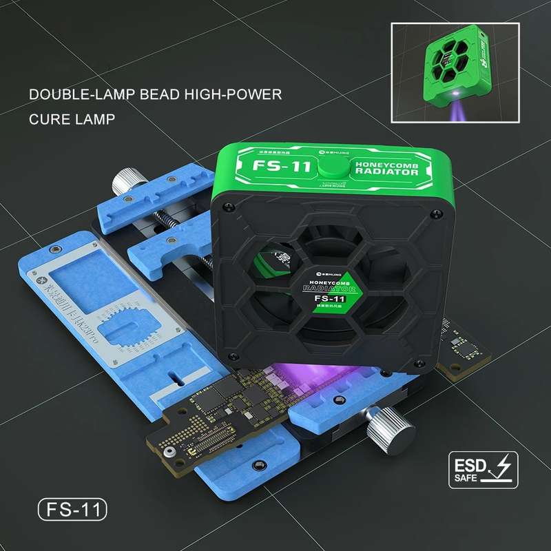Mijing FS-11 Cooling + UV Curing + Smoke Extraction Honeycomb Radiating Fan(Green)