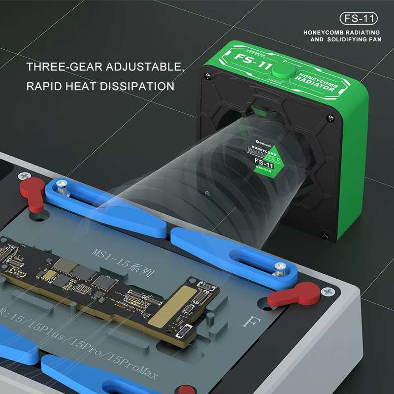 Mijing FS-11 Cooling + UV Curing + Smoke Extraction Honeycomb Radiating Fan(Green)
