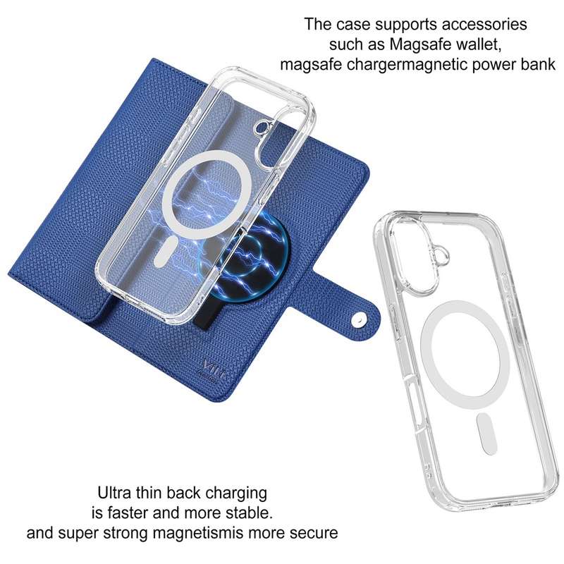 For iPhone 13 ViLi GHA-C Series RFID MagSafe Magnetic Flip Leather Phone Case(Blue)