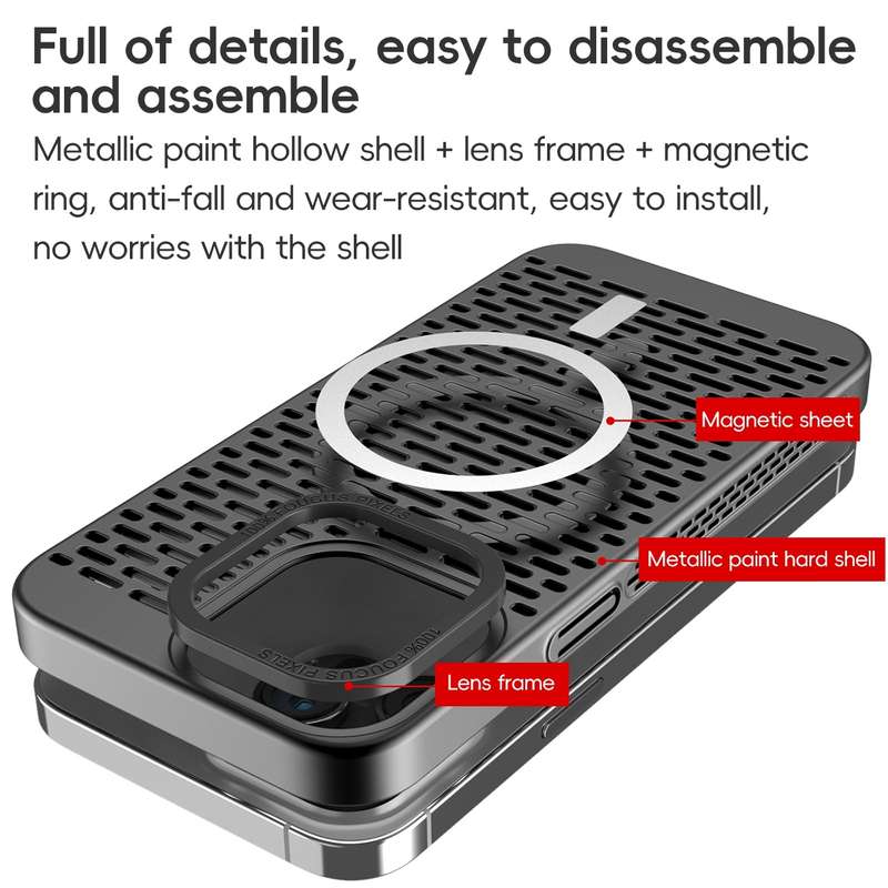 For iPhone 12 Pro Max Hollow Cooling MagSafe Phone Case(Black)