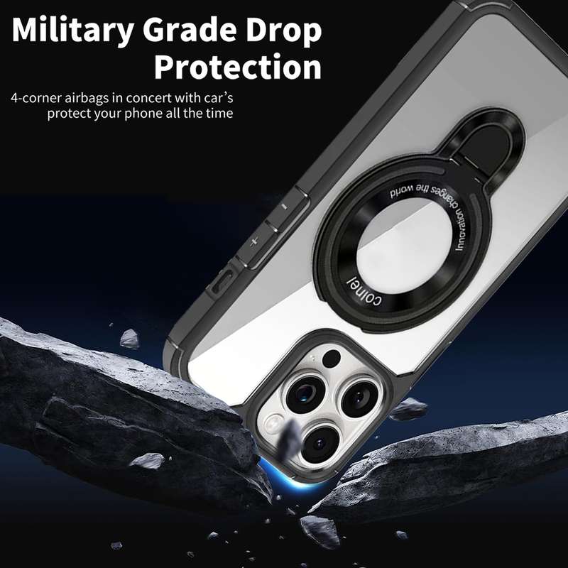 For iPhone 14 Pro Max MagSafe Acrylic Hybrid TPU Phone Case with Holder(Wine Red)