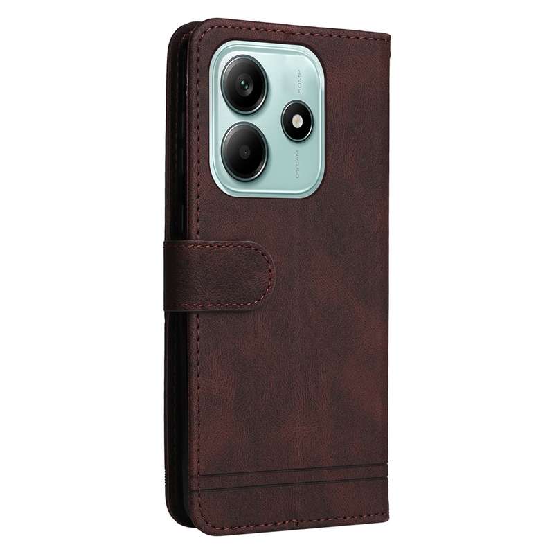 For Redmi Note 14 5G Skin Feel Life Tree Metal Button Leather Phone Case(Red)