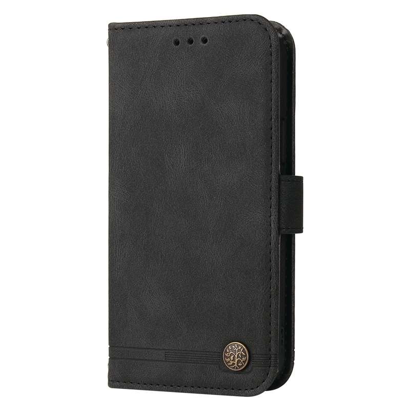 For Redmi Note 14 5G Skin Feel Life Tree Metal Button Leather Phone Case(Red)