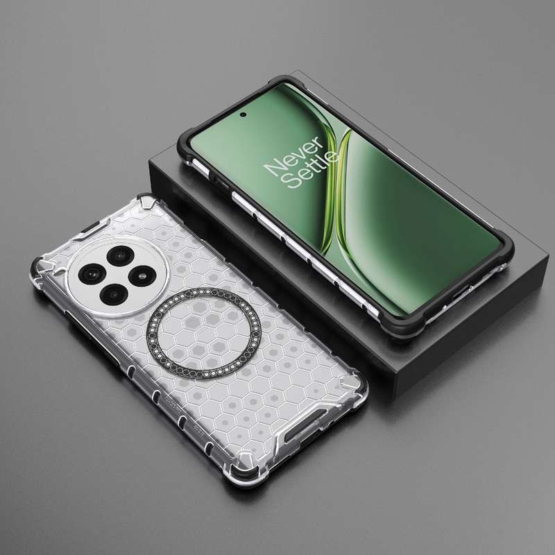 For OnePlus Ace 3 Pro 5G Honeycomb Magnetic Ring Shockproof Phone Case(White)