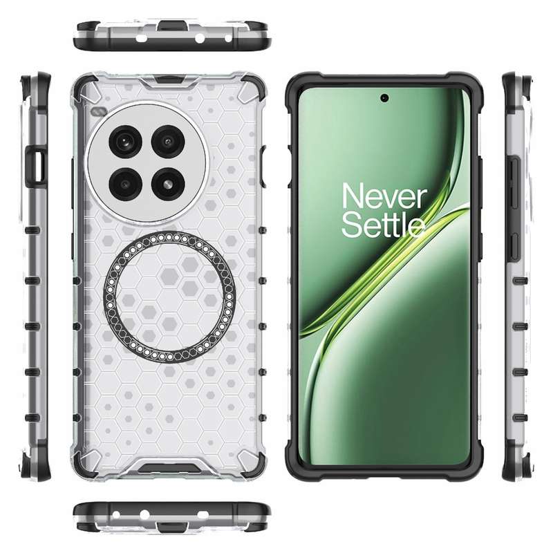 For OnePlus Ace 3 Pro 5G Honeycomb Magnetic Ring Shockproof Phone Case(White)
