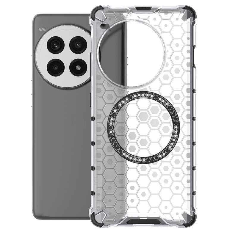 For OnePlus Ace 3 Pro 5G Honeycomb Magnetic Ring Shockproof Phone Case(White)