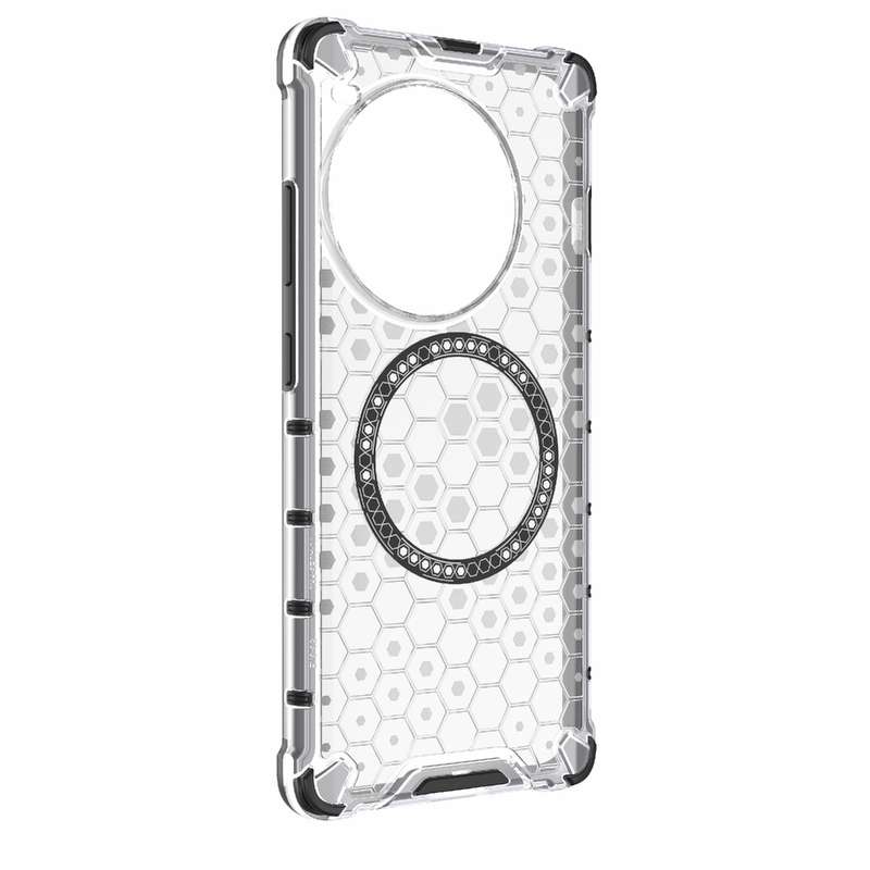 For OnePlus Ace 3 Pro 5G Honeycomb Magnetic Ring Shockproof Phone Case(White)