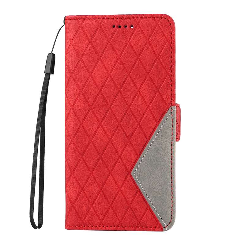 For vivo Y28 4G Dual-color Rhombic Lattice Leather Phone Case(Red)