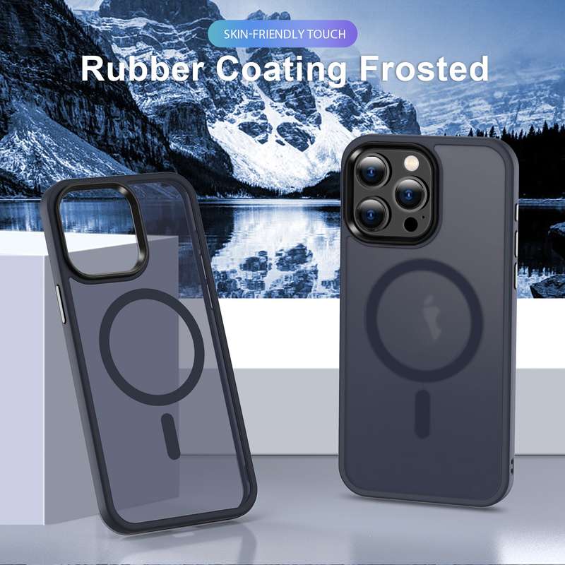 For iPhone 12 Pro Max MagSafe Magnetic Skin Feel Frosted Phone Case(Dark Blue)