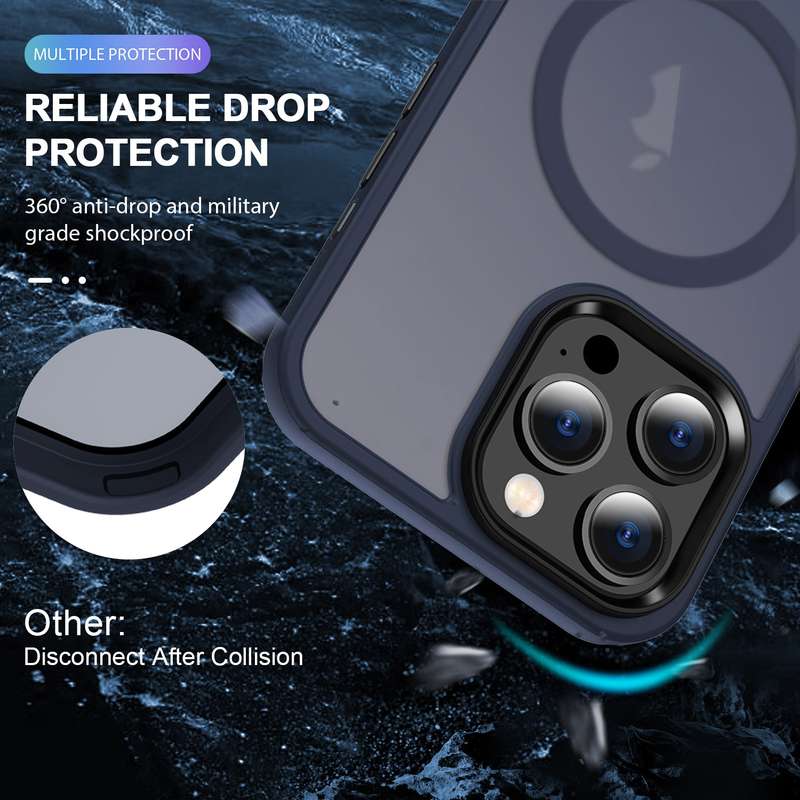 For iPhone 12 Pro Max MagSafe Magnetic Skin Feel Frosted Phone Case(Dark Blue)
