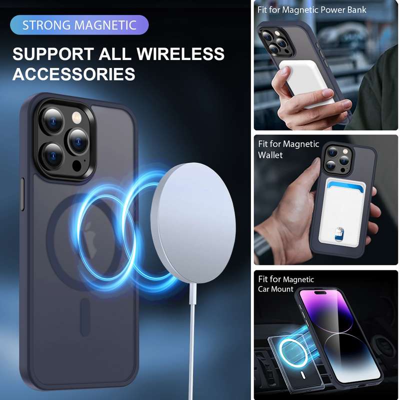 For iPhone 12 Pro Max MagSafe Magnetic Skin Feel Frosted Phone Case(Dark Blue)