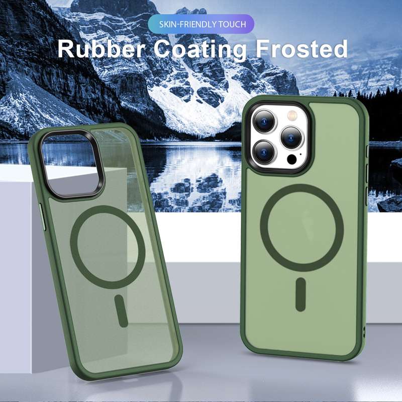 For iPhone 14 MagSafe Magnetic Skin Feel Frosted Phone Case(Dark Green)