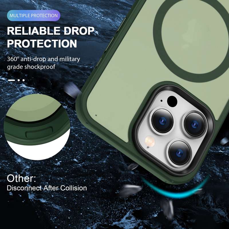 For iPhone 14 MagSafe Magnetic Skin Feel Frosted Phone Case(Dark Green)
