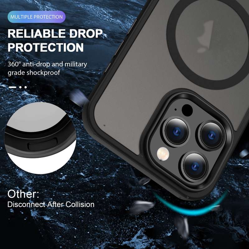 For iPhone 14 Pro MagSafe Magnetic Skin Feel Frosted Phone Case(Black)