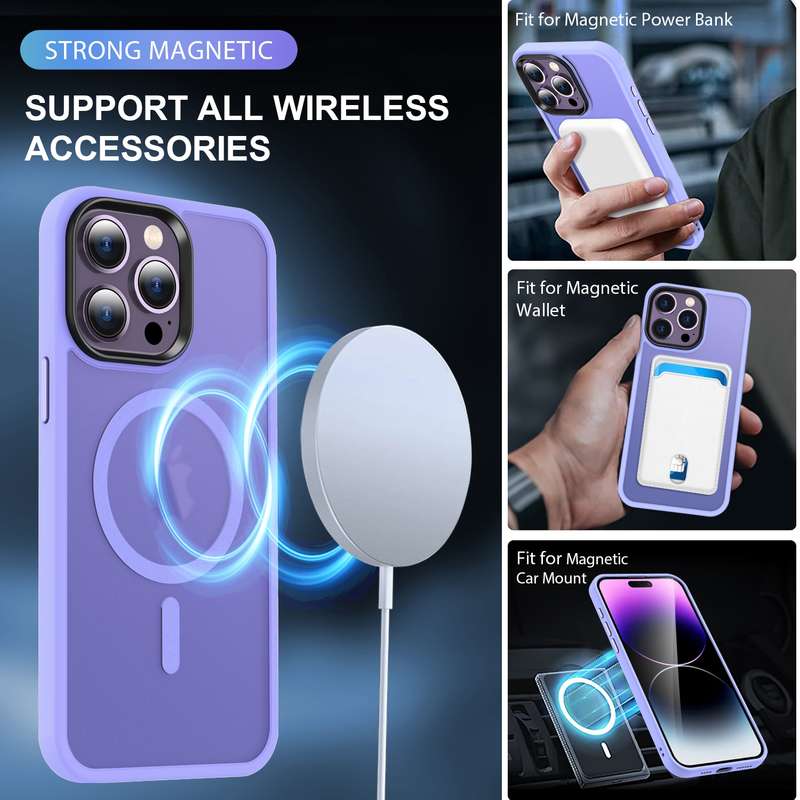 For iPhone 15 MagSafe Magnetic Skin Feel Frosted Phone Case(Light Purple)
