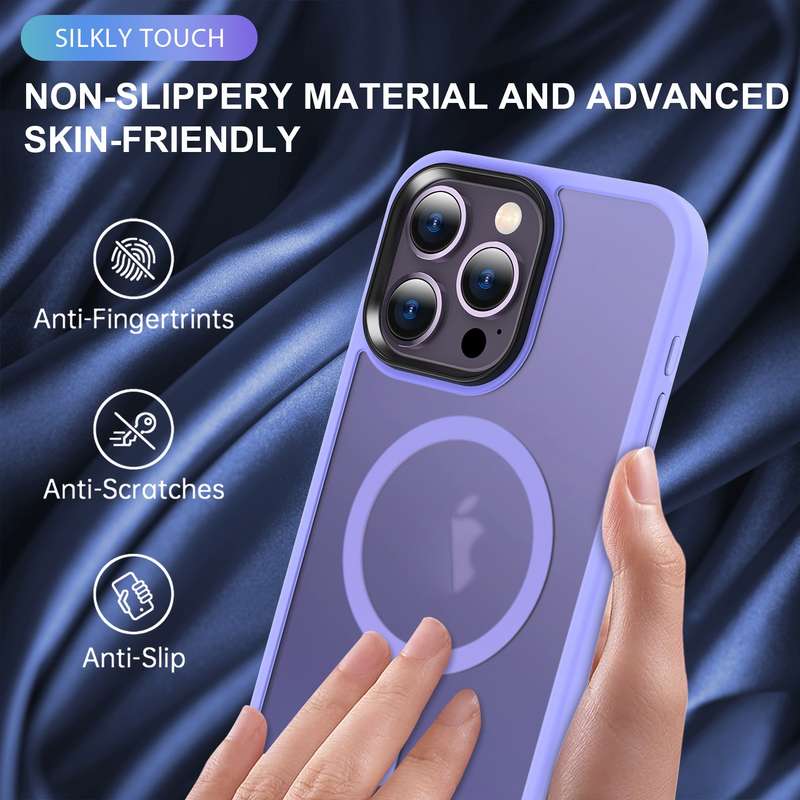 For iPhone 15 MagSafe Magnetic Skin Feel Frosted Phone Case(Light Purple)