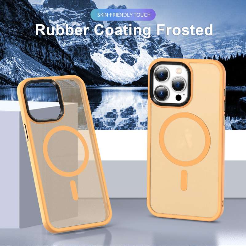 For iPhone 15 Plus MagSafe Magnetic Skin Feel Frosted Phone Case(Orange)