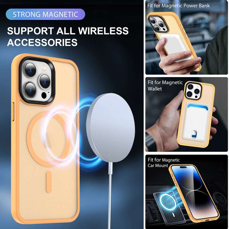 For iPhone 15 Pro Max MagSafe Magnetic Skin Feel Frosted Phone Case(Orange)