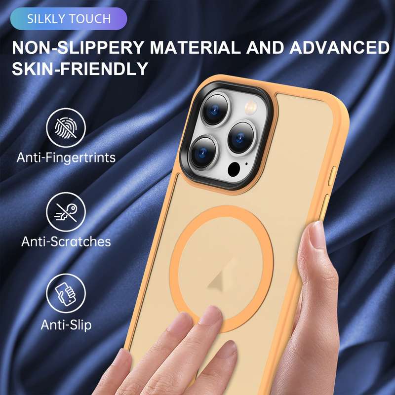 For iPhone 15 Pro Max MagSafe Magnetic Skin Feel Frosted Phone Case(Orange)