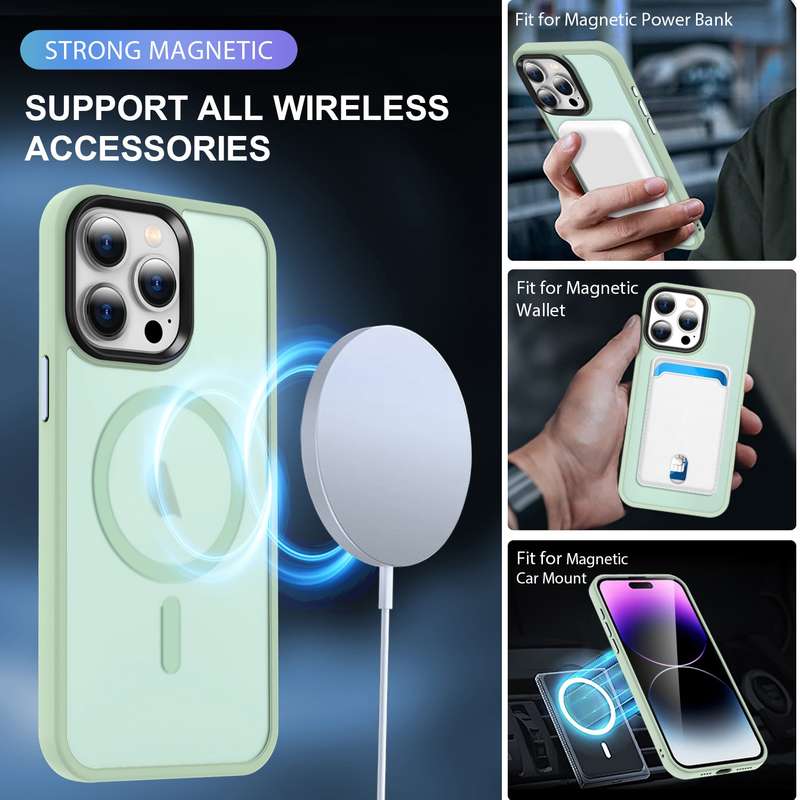 For iPhone 15 Pro Max MagSafe Magnetic Skin Feel Frosted Phone Case(Light Green)