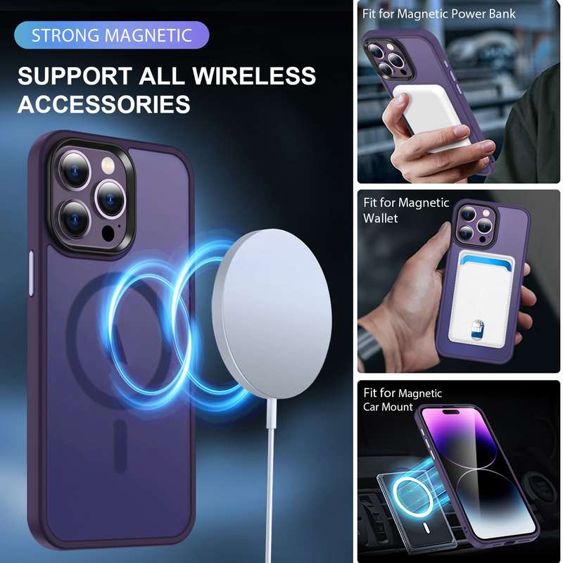 For iPhone 15 Pro Max MagSafe Magnetic Skin Feel Frosted Phone Case(Dark Purple)