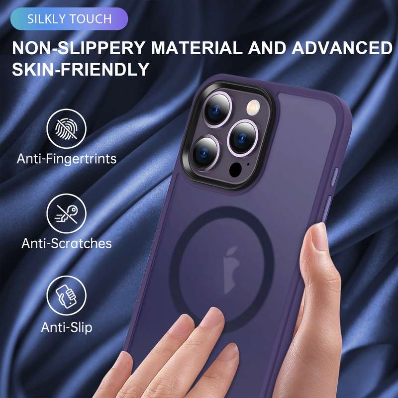 For iPhone 15 Pro Max MagSafe Magnetic Skin Feel Frosted Phone Case(Dark Purple)