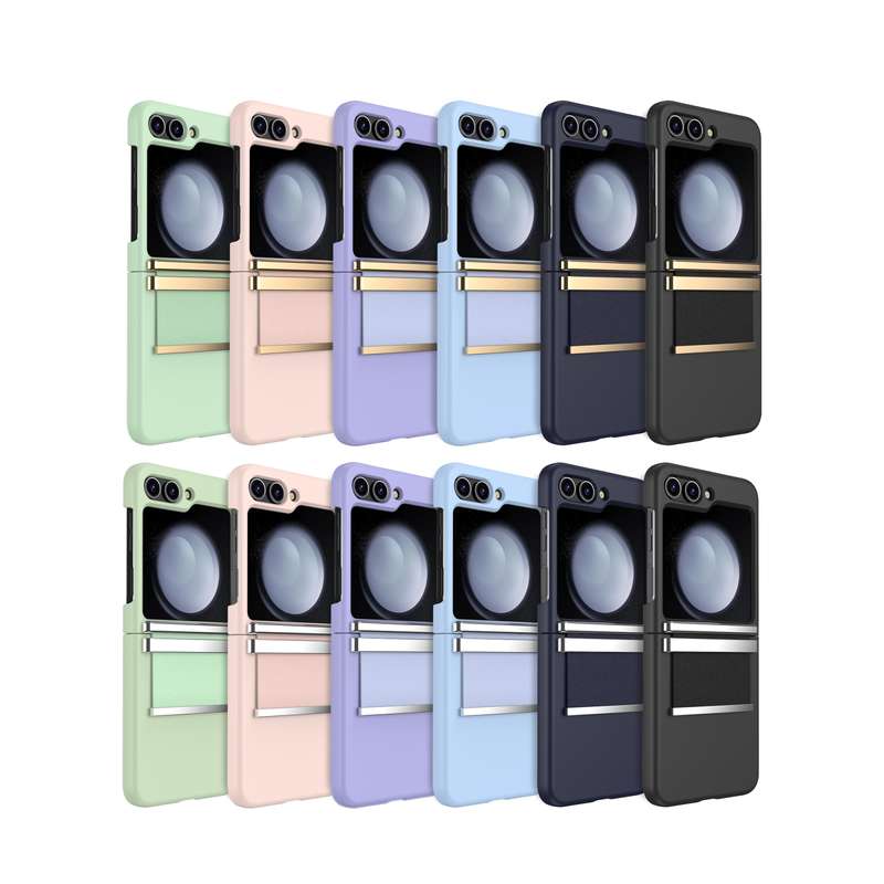 For Samsung Galaxy Z Flip5 5G Hardware Foldable Leather Shockproof Phone Case(Green Silver)