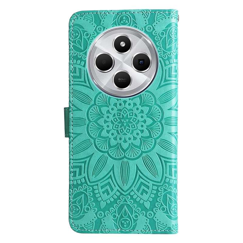 For Redmi 14C 4G Embossed Sunflower Leather Phone Case(Red)