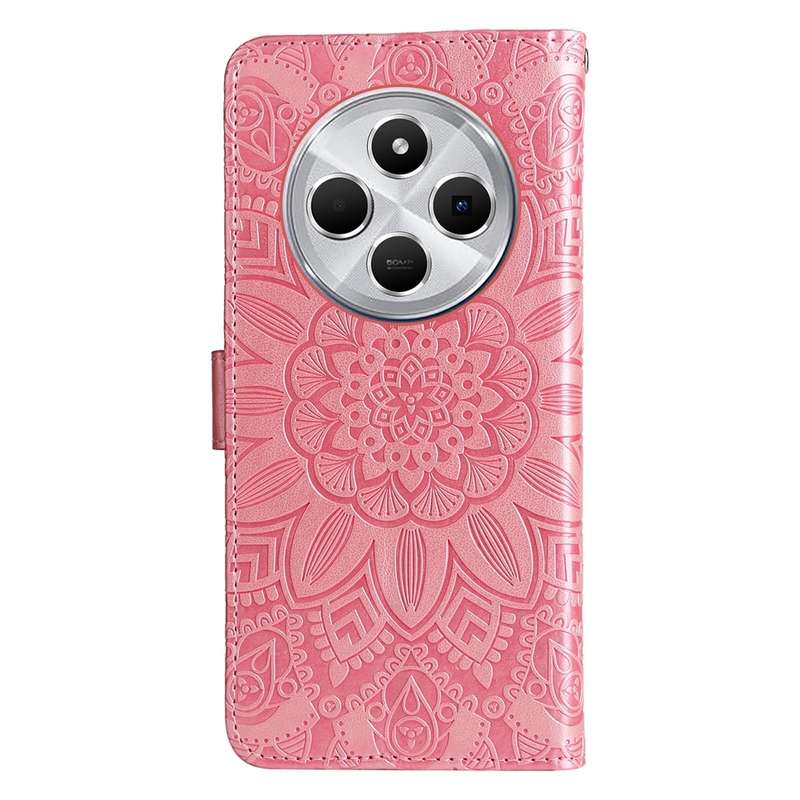For Redmi 14C 4G Embossed Sunflower Leather Phone Case(Red)