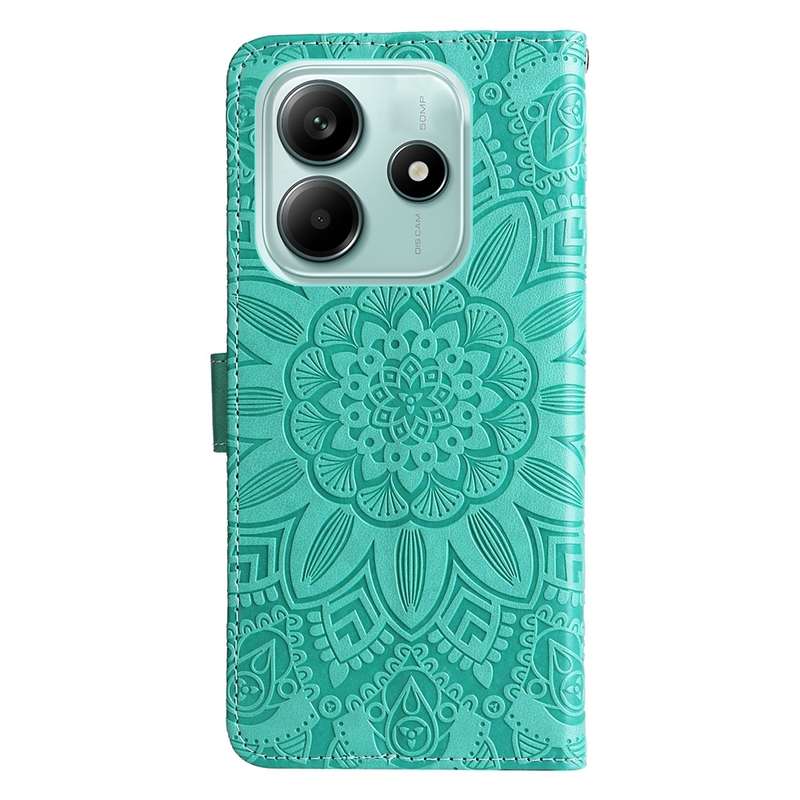 For Redmi Note 14 5G Embossed Sunflower Leather Phone Case(Red)