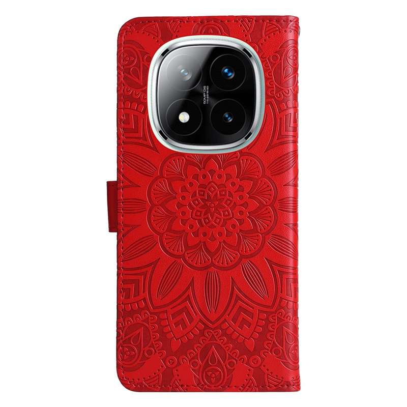 For Redmi Note 14 Pro 5G / Note 14 Pro+ 5G Embossed Sunflower Leather Phone Case(Red)
