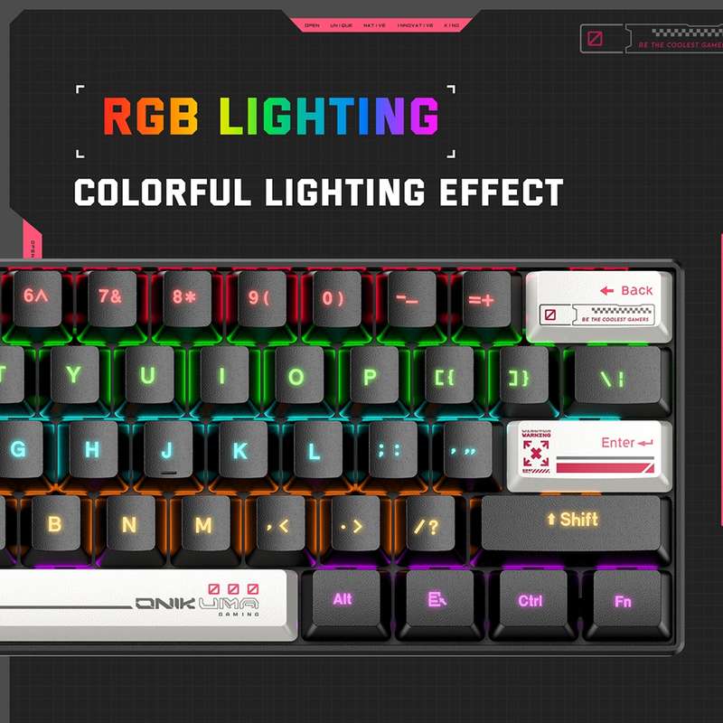 ONIKUMA G55 61 Keys RGB Colorful Lighting Wired Gaming Mechanical Keyboard(Black)