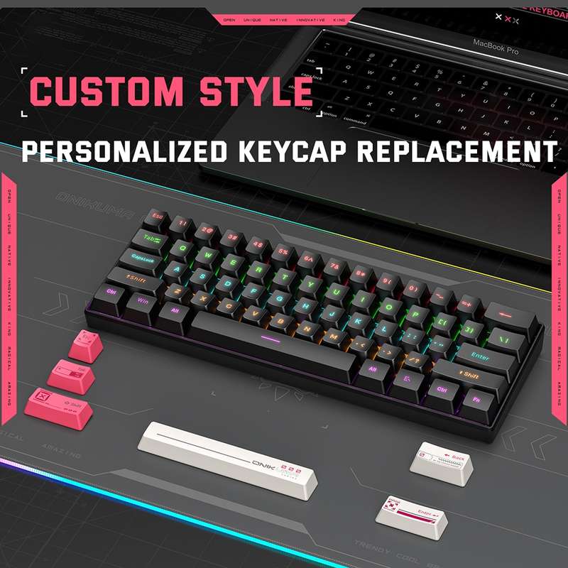 ONIKUMA G55 61 Keys RGB Colorful Lighting Wired Gaming Mechanical Keyboard(Black)