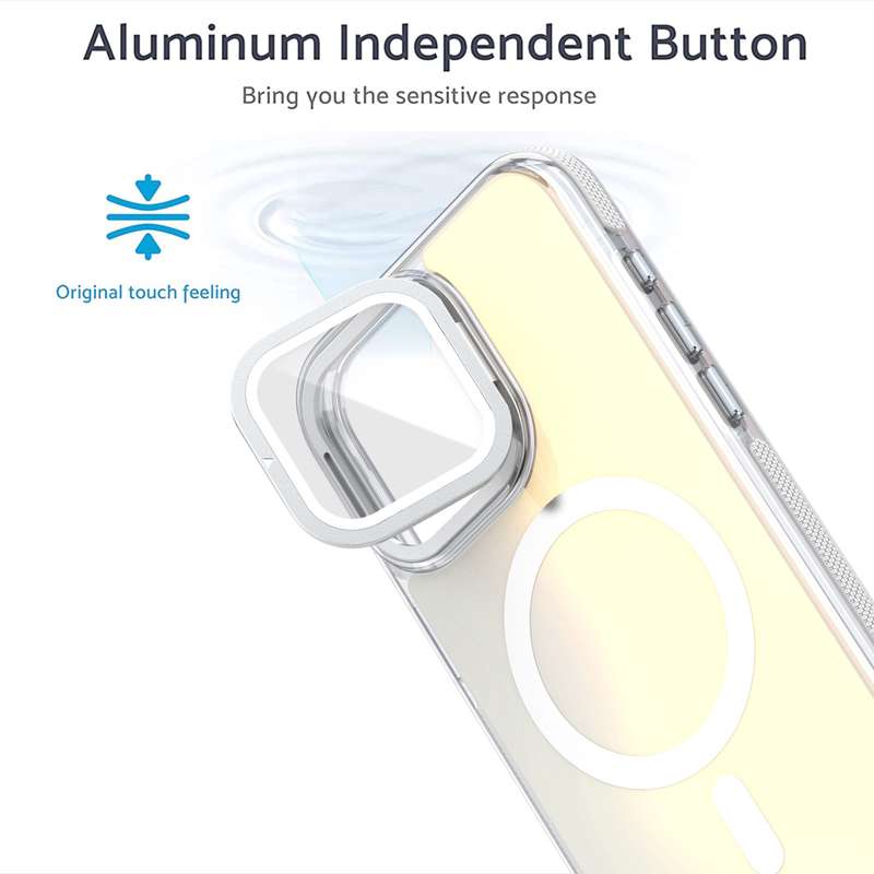 For iPhone 11 Pro Max MagSafe Gradient Color Lens Film Phone Case with Lens Fold Holder(Black)