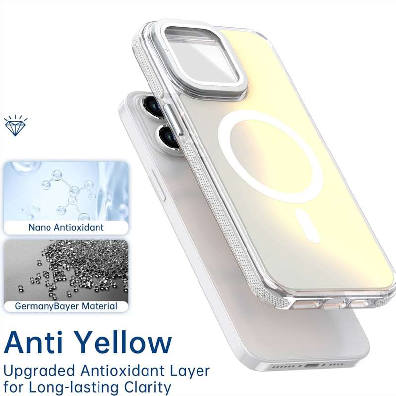 For iPhone 11 Pro Max MagSafe Gradient Color Lens Film Phone Case with Lens Fold Holder(Black)