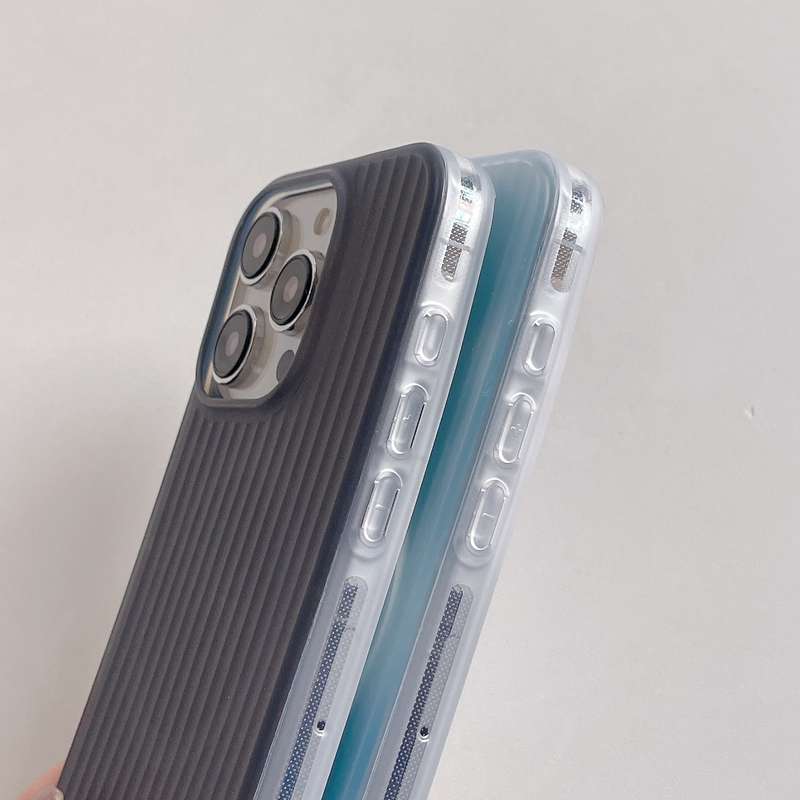 For iPhone 14 Pro Max Striped Skin Feel Magnetic Magsafe Phone Case(Blue)