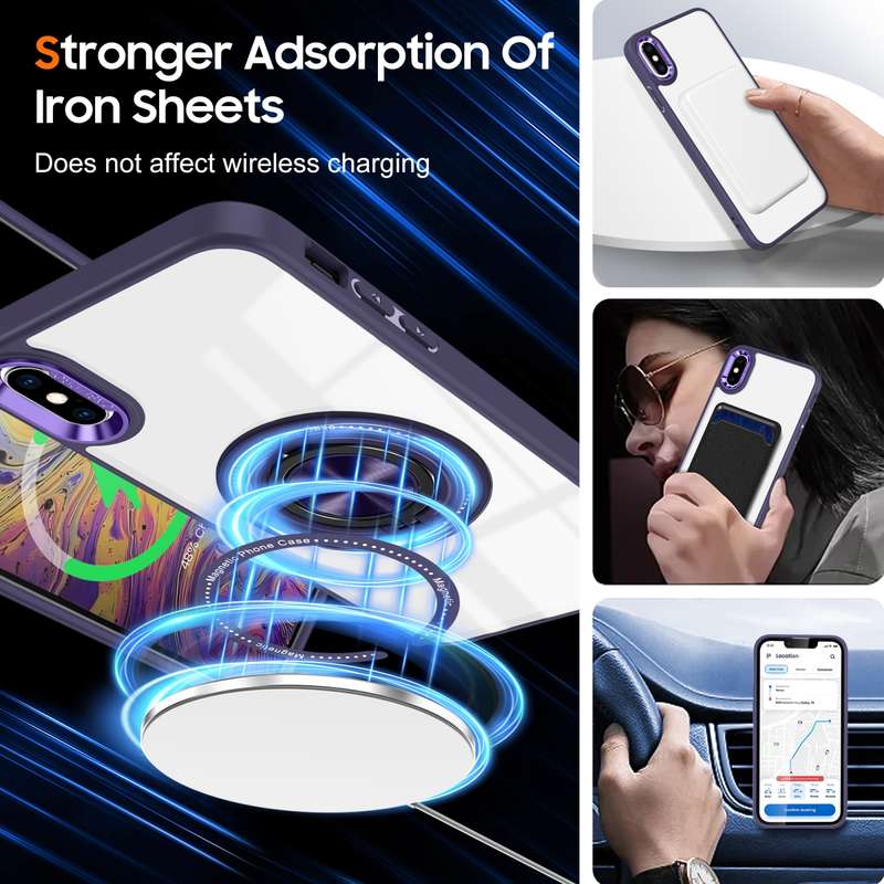 For iPhone XR Magnetic Rotating Ring Holder Phone Case(Dark Purple)