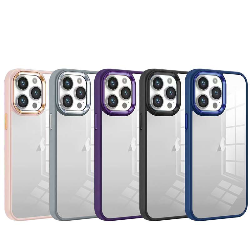 For iPhone 14 Pro Colorful Armor Transparent Phone Case(Pink)