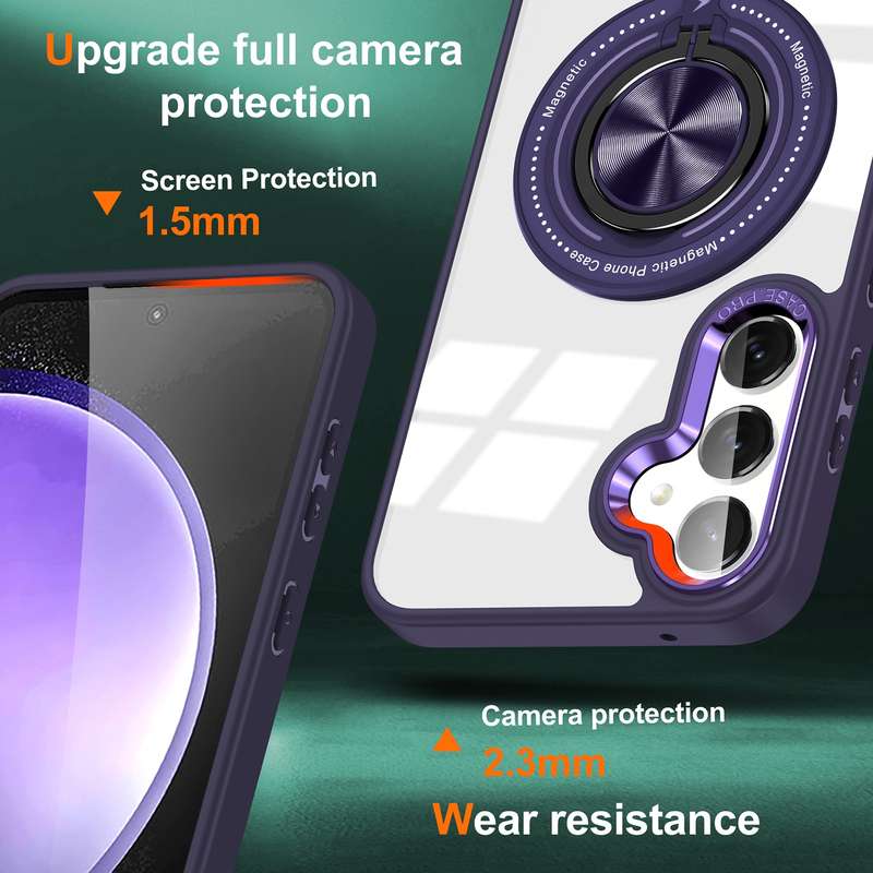 For Samsung Galaxy S24 5G Magnetic Rotating Ring Holder Phone Case(Dark Purple)