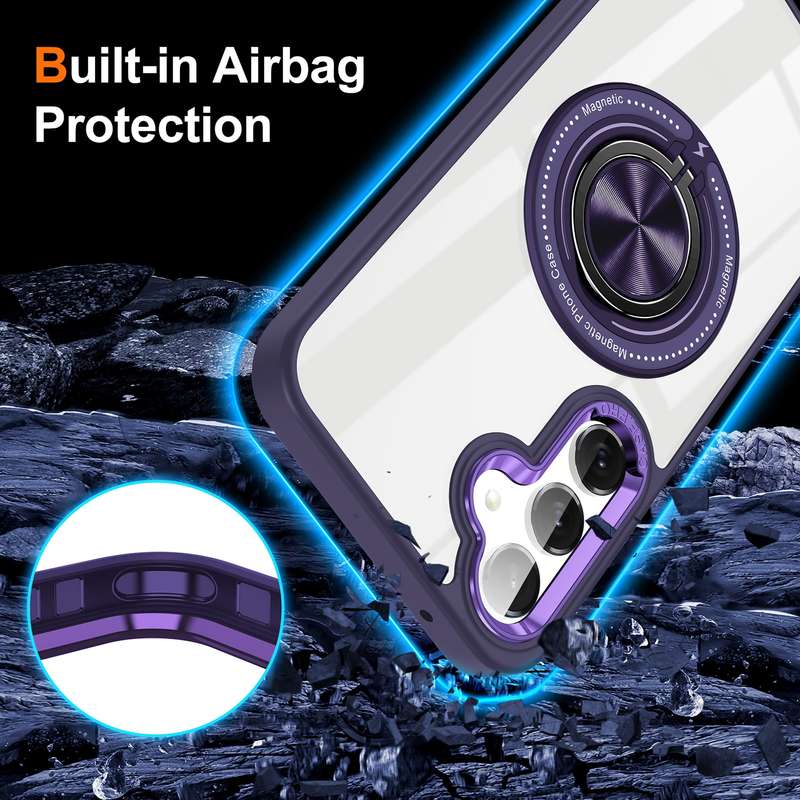 For Samsung Galaxy S24 5G Magnetic Rotating Ring Holder Phone Case(Dark Purple)